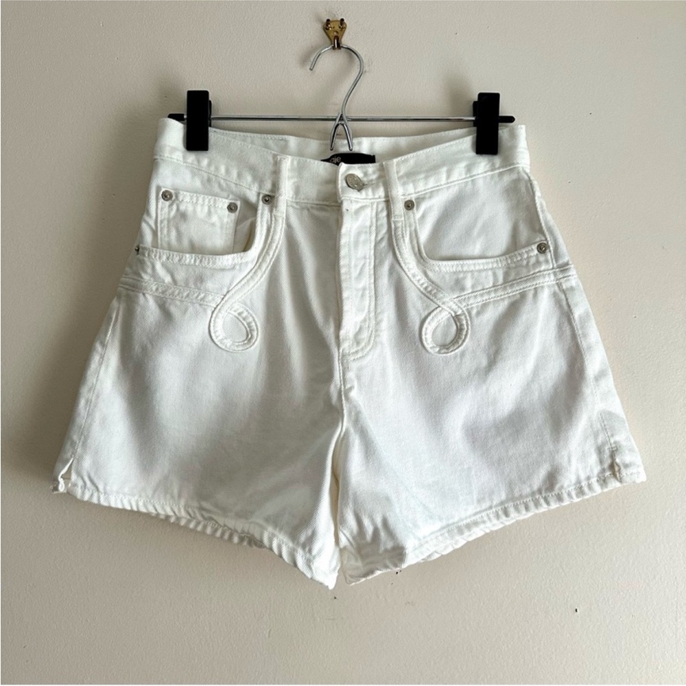 Maje High-Waist White Denim Shorts